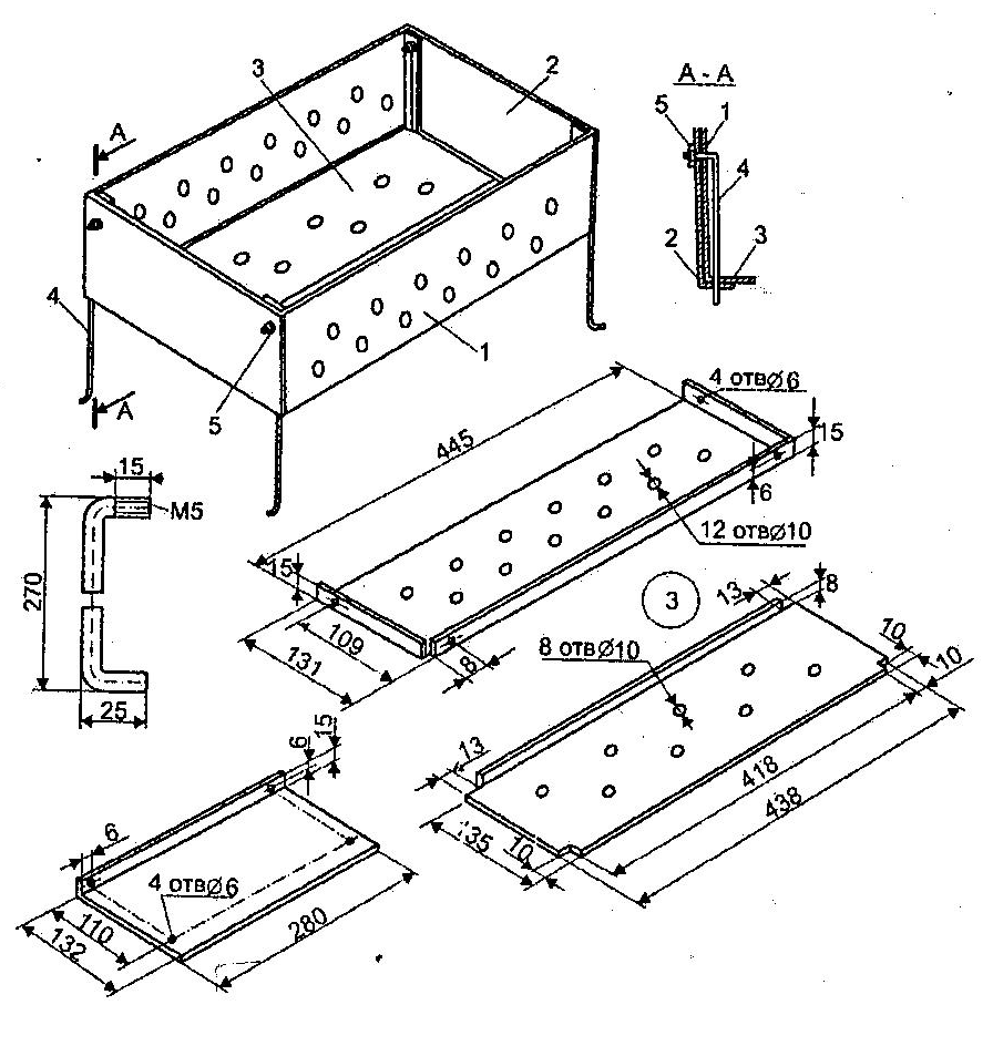схема разборного мангала из металла