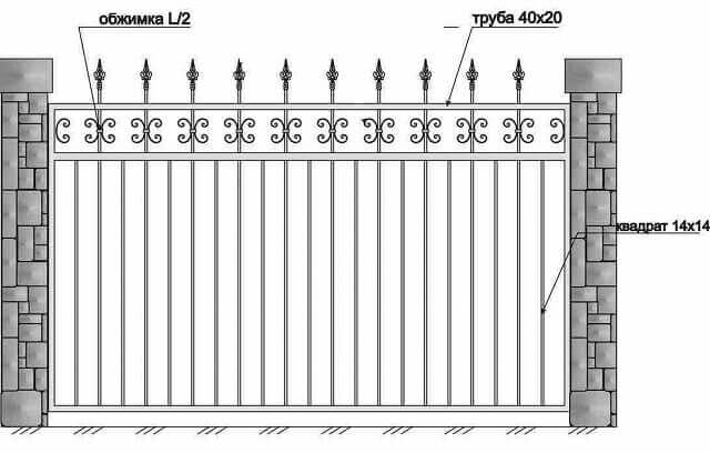 эскиз сварного кованного забора